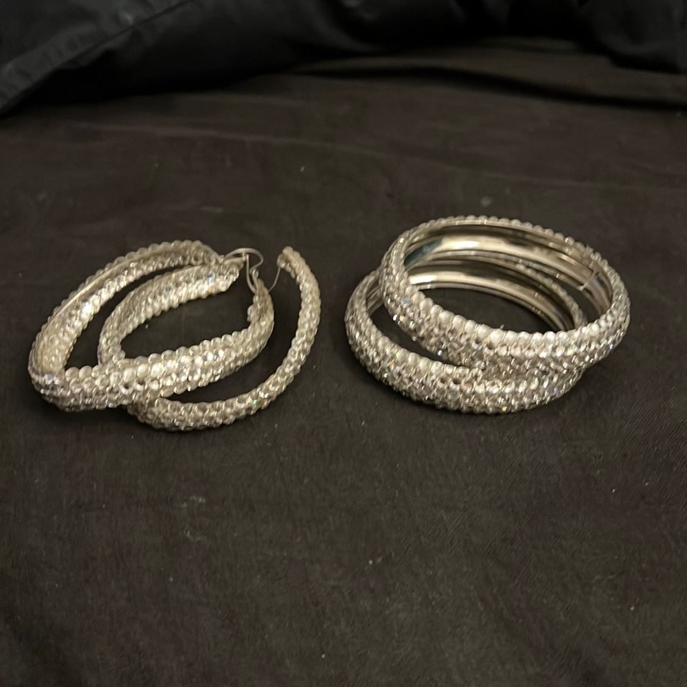 A Set Bangle Bracelets & Earrings - image 1